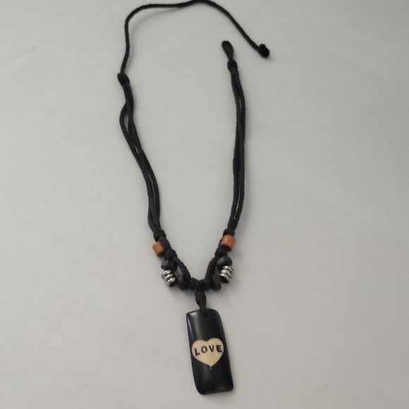 Love Pendant Cord Necklace in Dark Brown - Picture 4 of 5